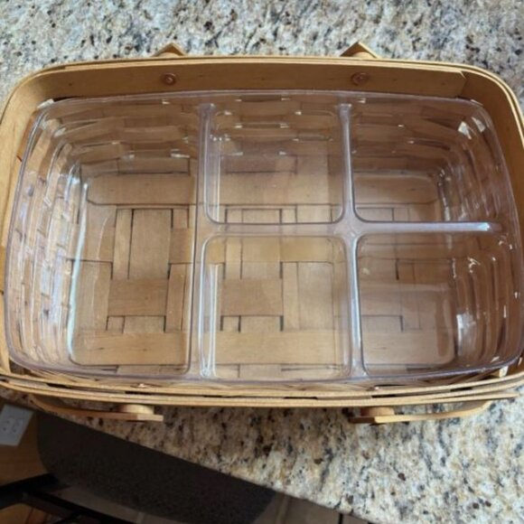 Longaberger Small Gathering Basket w/ Plastic Divider Insert Signed - Picture 2 of 7